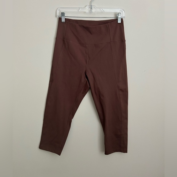 Girlfriend Collective High Rise Brown Cropped Leggings Size Large - Picture 1 of 7